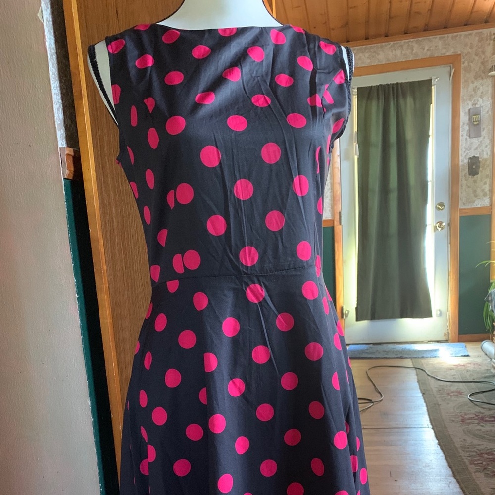 Pink polka-dot pinup dress